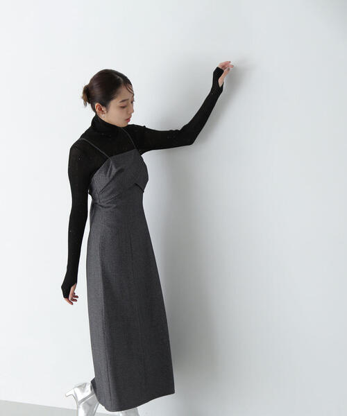 「NATURAL BEAUTY BASIC」 キャミソールワンピース SMALL グレー レディースの画像
