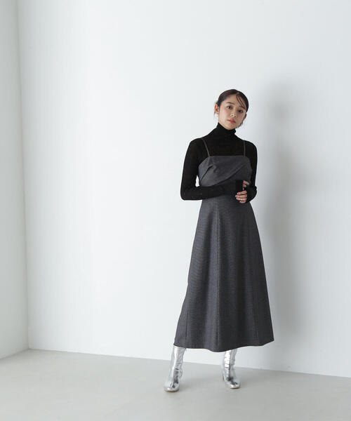 「NATURAL BEAUTY BASIC」 キャミソールワンピース SMALL グレー レディースの画像