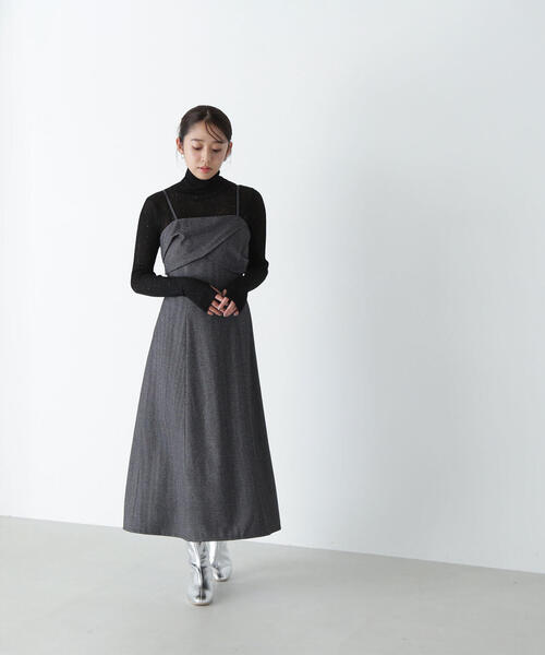「NATURAL BEAUTY BASIC」 キャミソールワンピース SMALL グレー レディースの画像