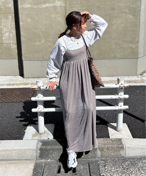 「feepur」 キャミソールワンピース MEDIUM グレー レディース_画像3