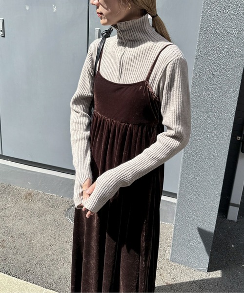 「feepur」 キャミソールワンピース MEDIUM グレー レディース_画像4