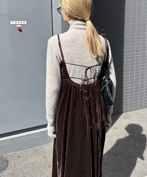 「feepur」 キャミソールワンピース MEDIUM グレー レディース_画像7
