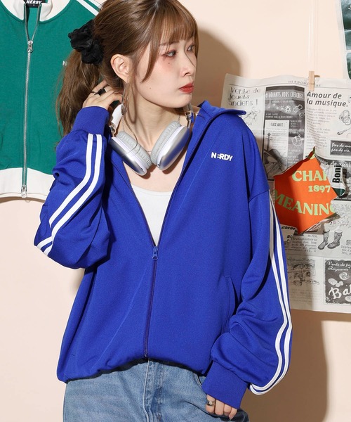 「NERDY」 ジャージブルゾン L ホワイト レディース_画像4