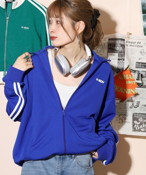 「NERDY」 ジャージブルゾン L ホワイト レディース_画像5
