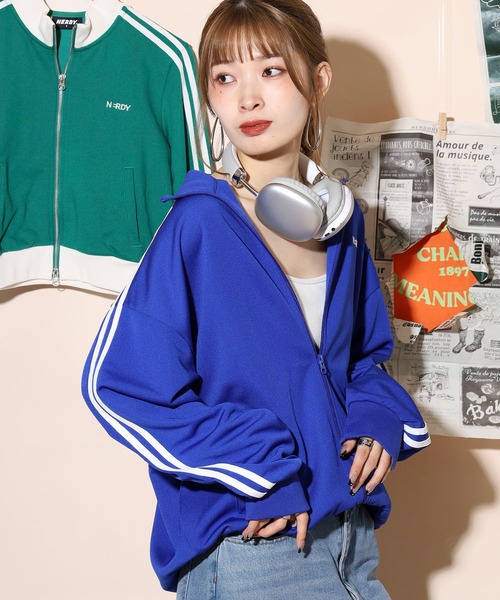 「NERDY」 ジャージブルゾン L ホワイト レディース_画像6