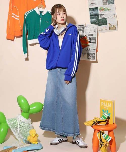 「NERDY」 ジャージブルゾン L ホワイト レディース_画像7