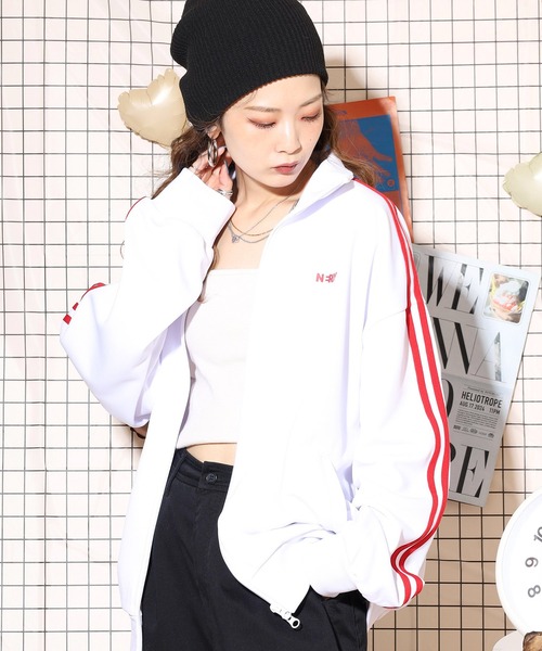 「NERDY」 ジャージブルゾン L ホワイト レディース_画像9