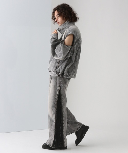 「HARE」 デニムジャケット SMALL グレー メンズ