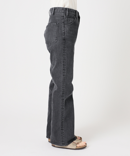ジーンズ デニム デニムパンツ ルーズフレアデニムパンツ レディースの画像