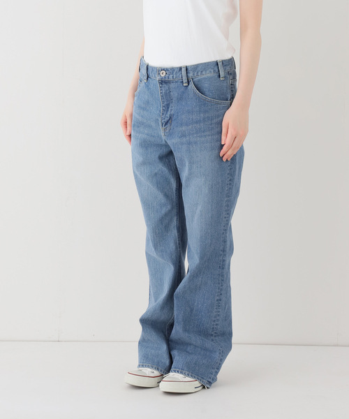 ジーンズ デニム デニムパンツ ルーズフレアデニムパンツ レディースの画像