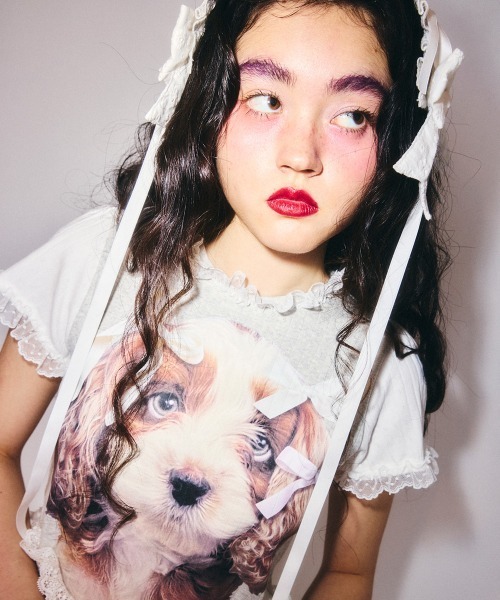 Candy Stripper（キャンディーストリッパー） tシャツ DOG PRINT FRILL