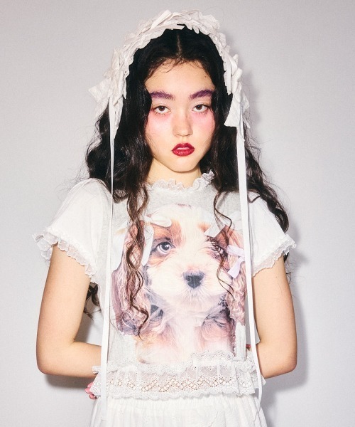 Candy Stripper 犬プリント 長袖カットソー ミントグリーン2 Candy Stripper（キャンディーストリッパー） tシャツ 半袖 DOG PRINT