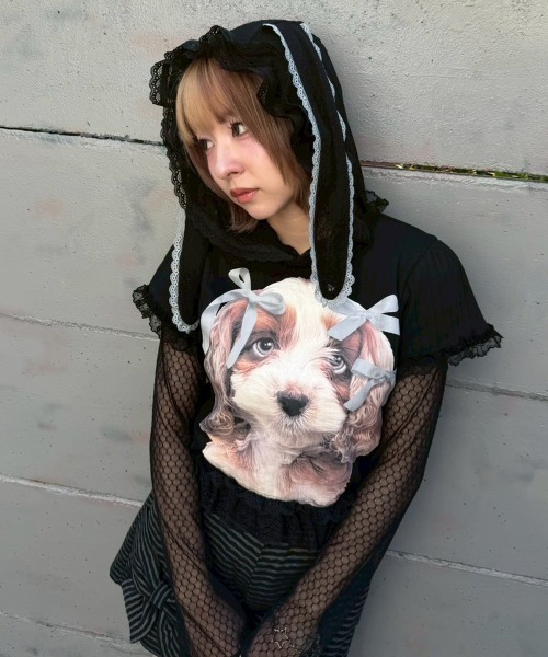 Candy Stripper（キャンディーストリッパー） tシャツ DOG PRINT FRILL