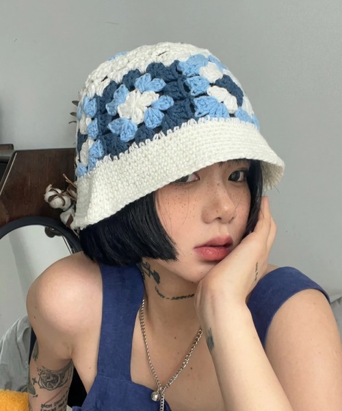 クロシェ編み バケットハット 花柄モチーフ 帽子 ハット レディース 花柄クロシェ編みバケットハット : ZOZOTOWN