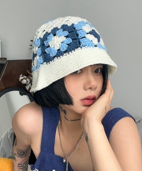 クロシェ編み バケットハット 花柄モチーフ 帽子 ハット レディース 花柄クロシェ編みバケットハット : ZOZOTOWN