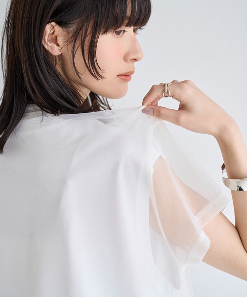 meilmada tシャツ 半袖 2点SET チュールレイヤードTシャツ レディース