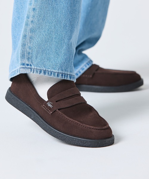 「LACOSTE」 ローファー 28.0cm ブラウン メンズ