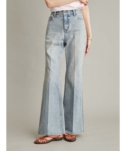 ワイドパンツ ジーンズ デニム デニムパンツ 「MILA PANTS」フレアデニムパンツ レディースの画像
