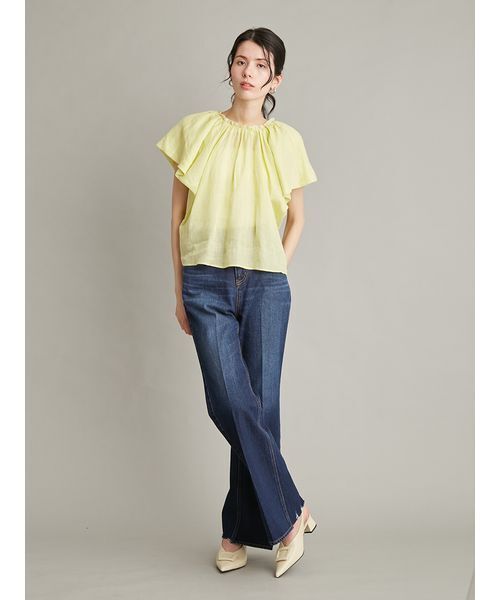 ワイドパンツ ジーンズ デニム デニムパンツ 「MILA PANTS」フレアデニムパンツ レディースの画像