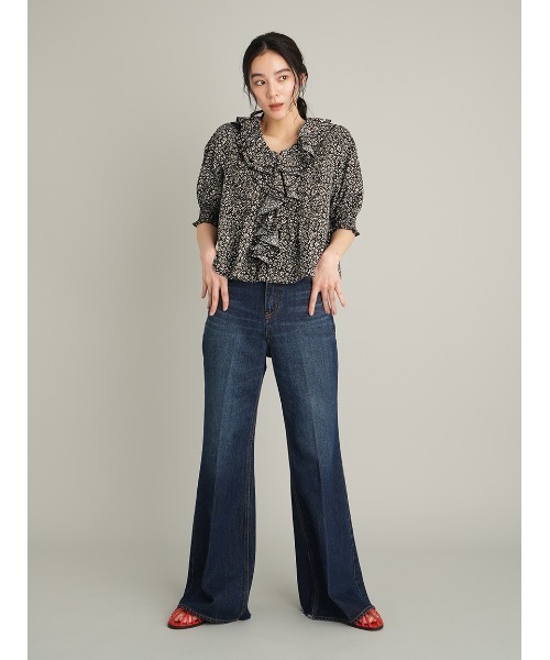 ワイドパンツ ジーンズ デニム デニムパンツ 「MILA PANTS」フレアデニムパンツ レディースの画像