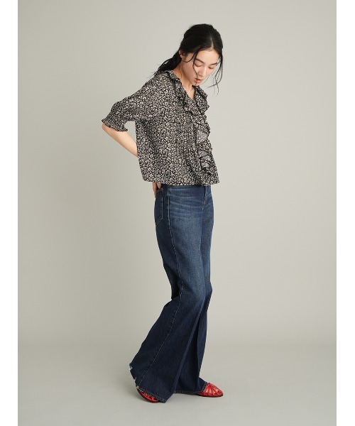 ワイドパンツ ジーンズ デニム デニムパンツ 「MILA PANTS」フレアデニムパンツ レディースの画像