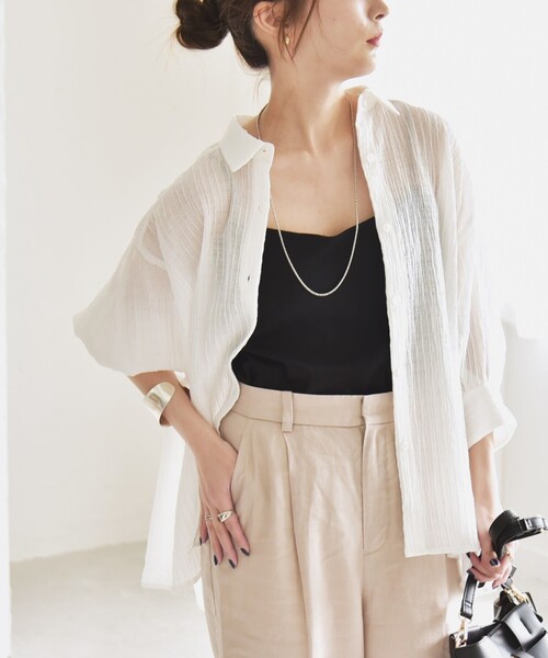 「quaranciel」 長袖シャツ ONE SIZE ホワイト レディース_画像4