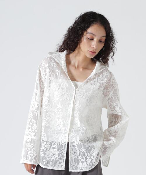 YENN ブラウス シャツ YENN（イエン）PORTABLE LACE HOODIE レディース