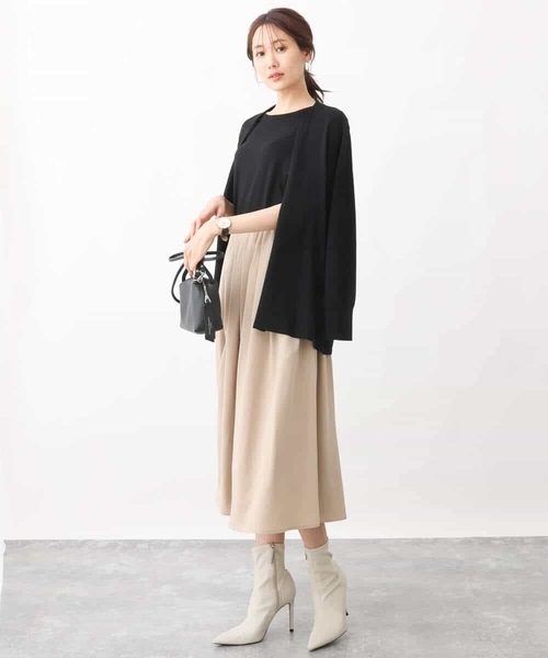 「MK MICHEL KLEIN」 ニットアンサンブル 38 グレイッシュベージュ レディース_画像5