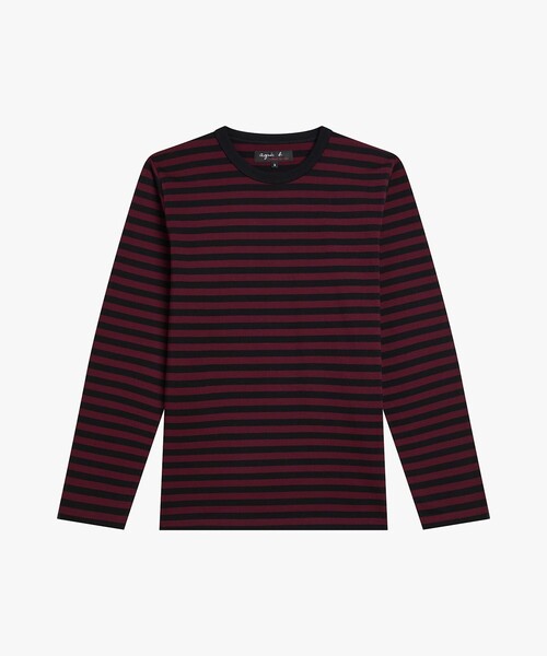 agnes b.（アニエスベー） tシャツ メンズ 細ボーダー コットン 長袖 T