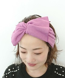 キャンディリボンターバン　ビッグリボンタイプ　ブラック　黒 Three Four Time ヘアバンド リブカットソーBIGリボンターバン