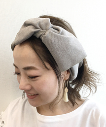 キャンディリボンターバン　ビッグリボンタイプ　ブラック　黒 Three Four Time ヘアバンド リブカットソーBIGリボンターバン