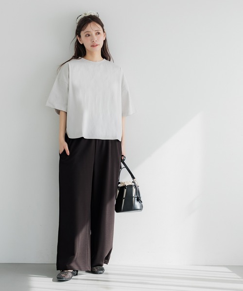 coca（コカ） パンツ エンボス加工ウエストシャーリングワイドパンツ