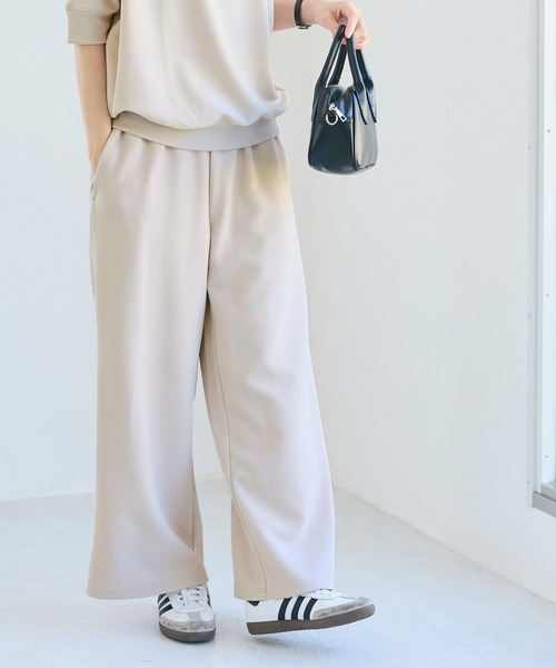 coca（コカ） パンツ エンボス加工ウエストシャーリングワイドパンツ