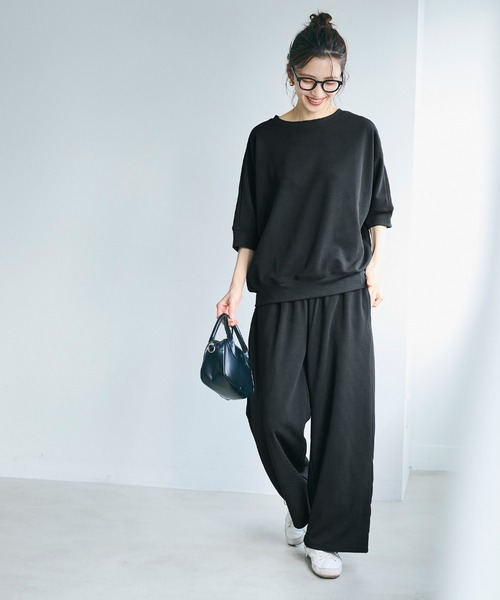 Y's ワイズ エンボス生地 シャーリングギャザー 変形ワイドパンツ 黒 COTTON HARD TWISTED JERSEY GATHERED DOUBLE PANTS(S Black): Y's