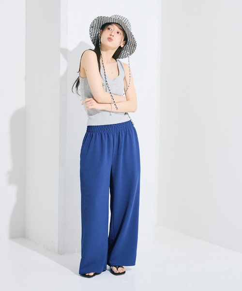 coca（コカ） パンツ エンボス加工ウエストシャーリングワイドパンツ
