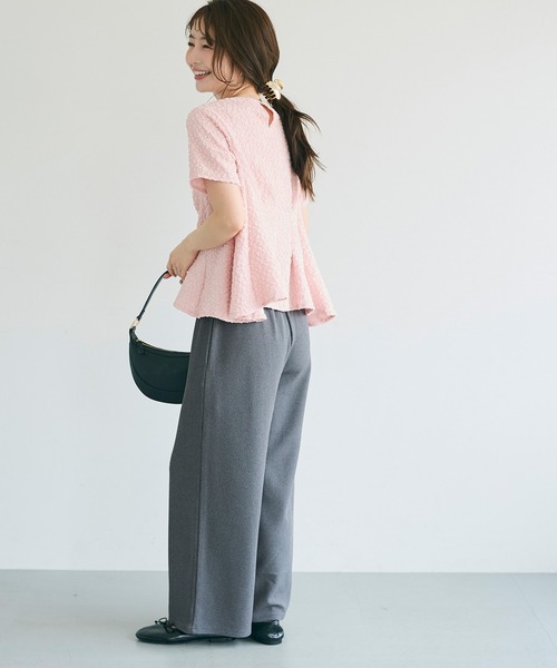 coca（コカ） パンツ エンボス加工ウエストシャーリングワイドパンツ