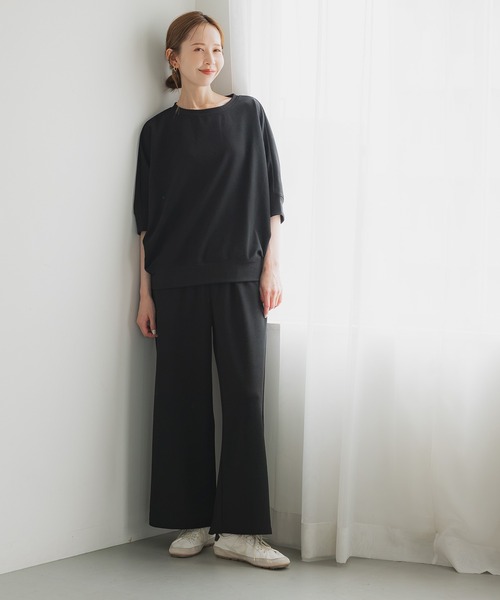coca（コカ） パンツ エンボス加工ウエストシャーリングワイドパンツ