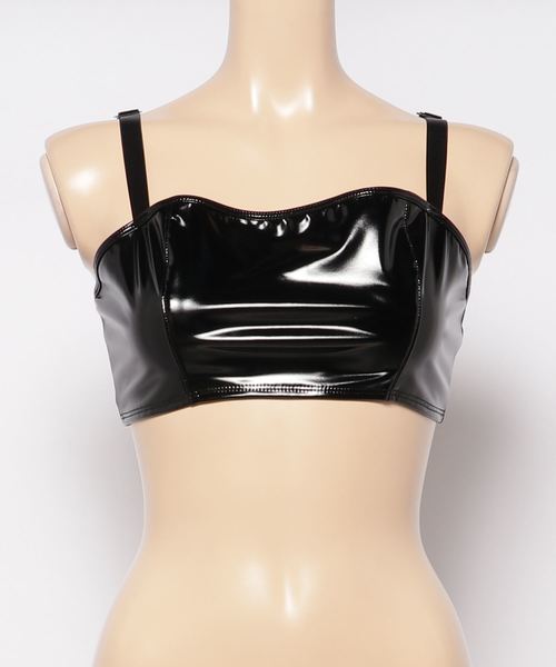 キャミソール The Black PVC Crop Top（ブラック PVCクロップトップ） L.A. ROXX キャミソール The Black PVC Crop Top（ブラック PVC