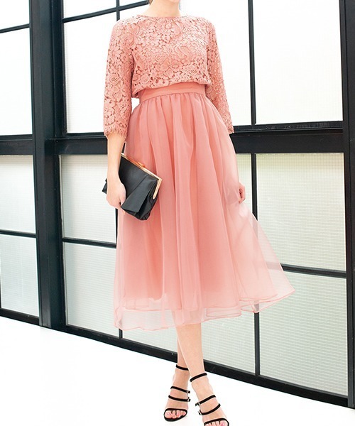 ドレス コードレース切替オーガンジーミモレ丈結婚式ワンピースドレス Zozotown Paypayモール店 通販 Paypayモール