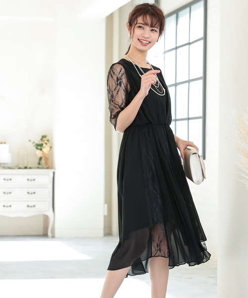 niana ドレス レースプリーツイレヘムワンピースパーティー