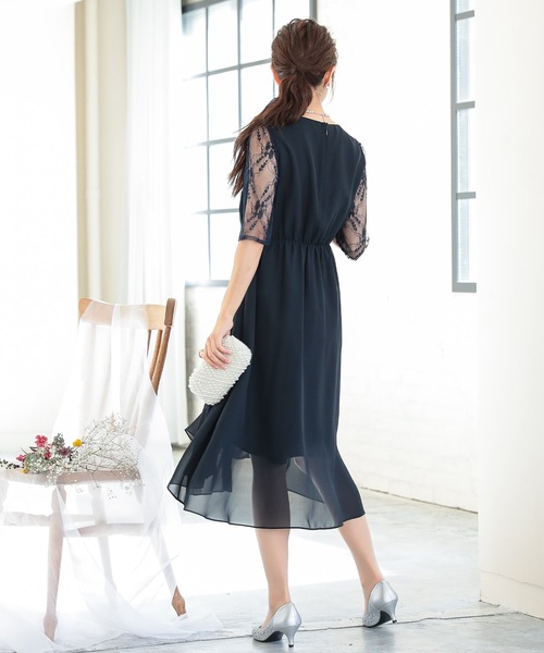 niana パーティドレス【おまけ付き】 niana ドレス レースプリーツイレヘムワンピースパーティー