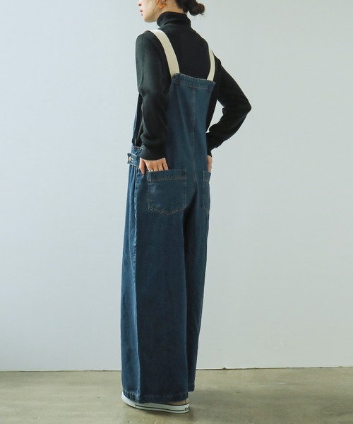 期間限定値下げ！！！オーバーオール サロペット デニム　todayful Fashion Letter サロペット オーバーオール 配色ショルダー切替