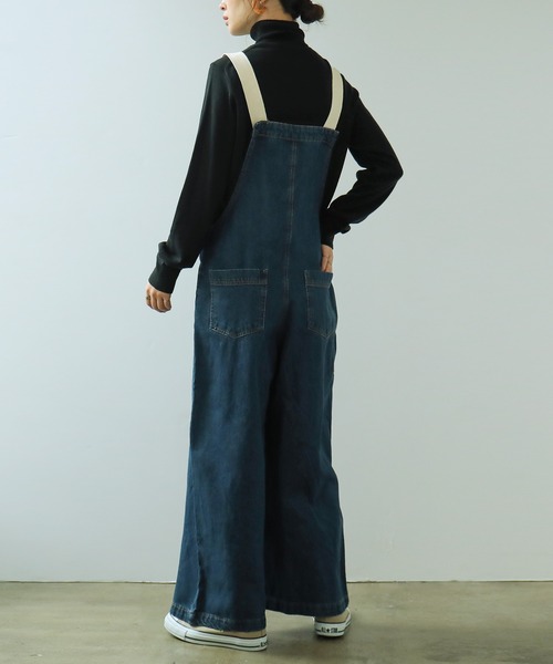 Fashion Letter サロペット オーバーオール 配色ショルダー切替