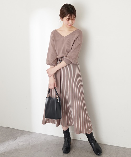 ワンピース Web限定 大好評リバイバルアイテム 配色ニットプリーツワンピース Zozotown Paypayモール店 通販 Paypayモール