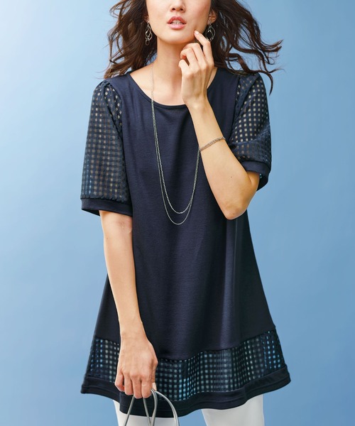 チュニック ヒンヤリ冷感シアーチェック切替チュニック|ZOZOTOWN |02