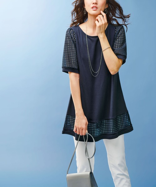 チュニック ヒンヤリ冷感シアーチェック切替チュニック|ZOZOTOWN |09