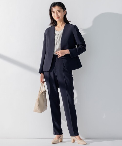 LES MUES Femme パンツスーツ パンツ2本　セットアップ ネイビー LES MUES Femme パンツスーツ パンツ2本セットアップ ネイビー