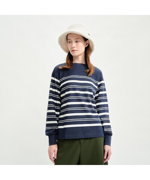 tシャツ 吸水速乾 ロングスリーブストライプTシャツ レディース