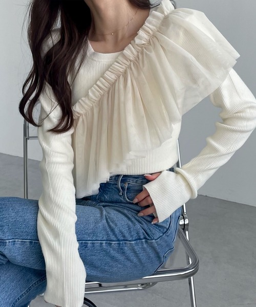 andme（アンドミー） つけ襟 付け襟 マルチウェイチュールフリルカラー