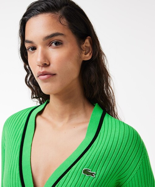 【新品】LACOSTE 3Dニットカーディガン LACOSTE カーディガン 3Dニットカーディガン レディース